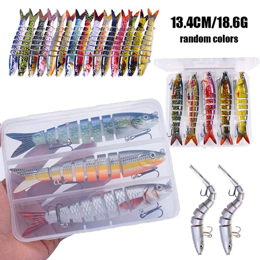 Bionic Segmented Bait Multi Jointed Fishing Lure 13.4Cm/18G Slow Sinking Wobble Tackle for Freshwater Saltwater Pesca 5/3/1Pcs